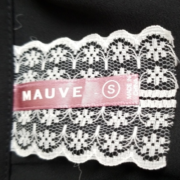 Mauve black sheer longsleeve button down blouse - Picture 7 of 8